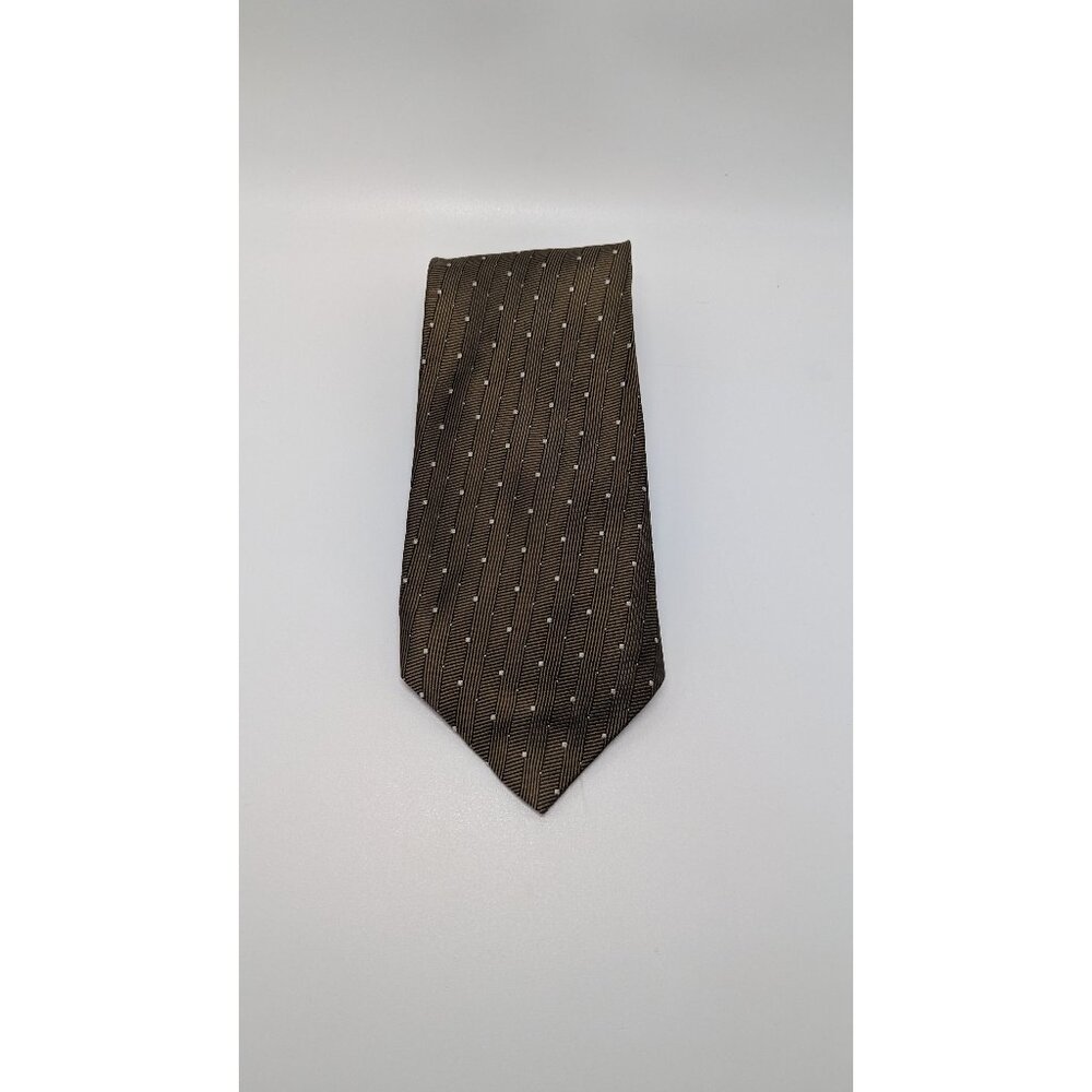 Donna Karan NY Brown Printed Silk Necktie